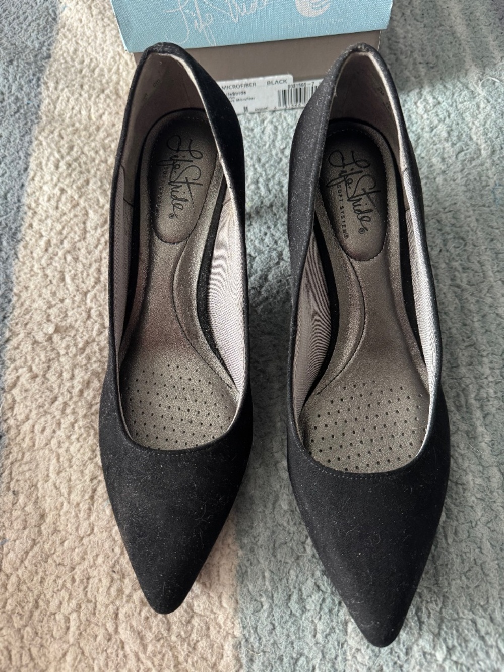 LifeStride Sevyn Black Microfiber Pointed Toe Pumps Heels Size 8M